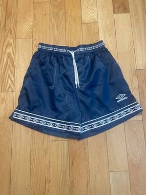 Umbro Navy and White Athletic Soccer Shorts